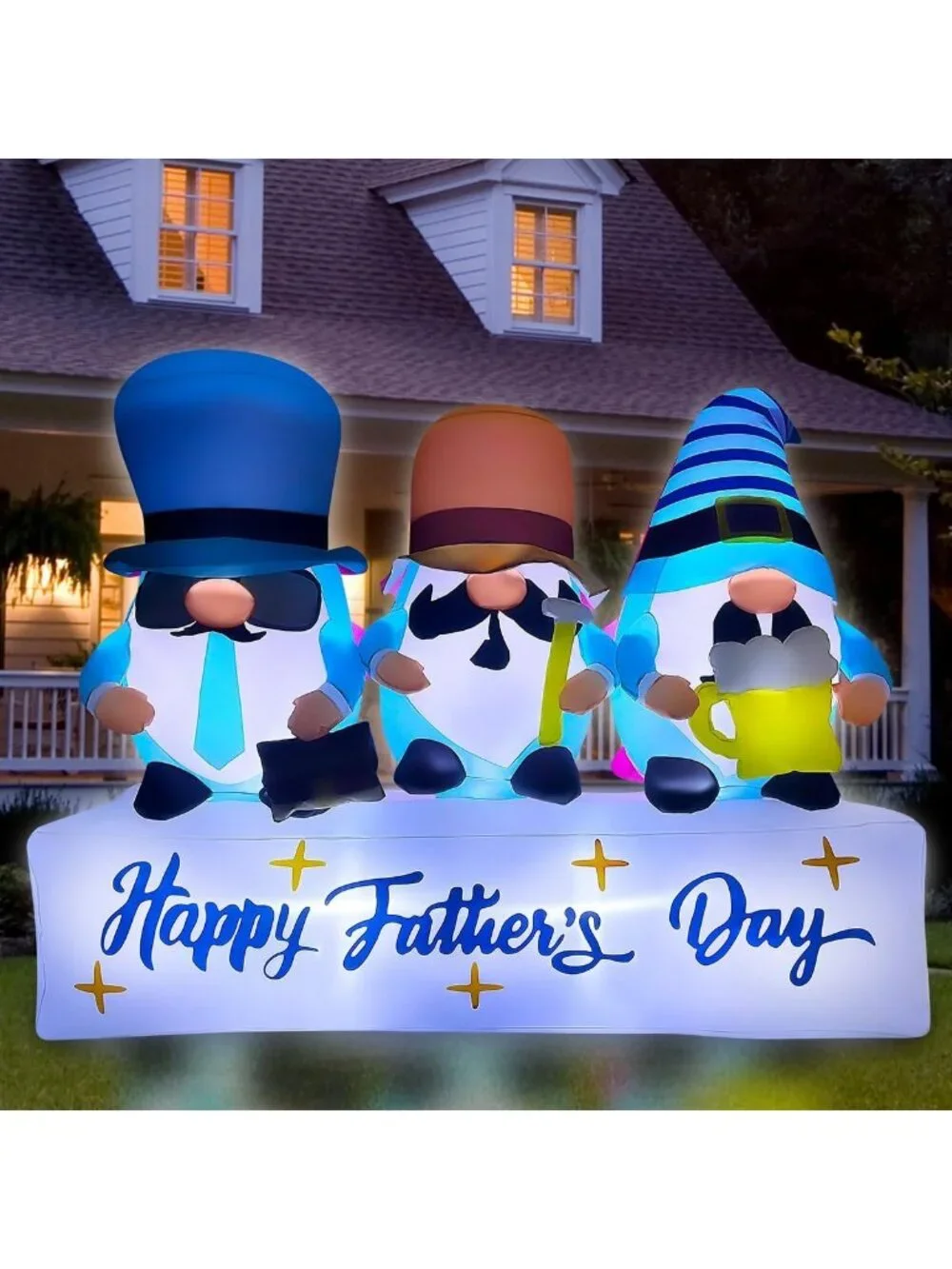 7FT Inflatable Gnome Decorations for Father's Day & Mother's Day, LED Lighted